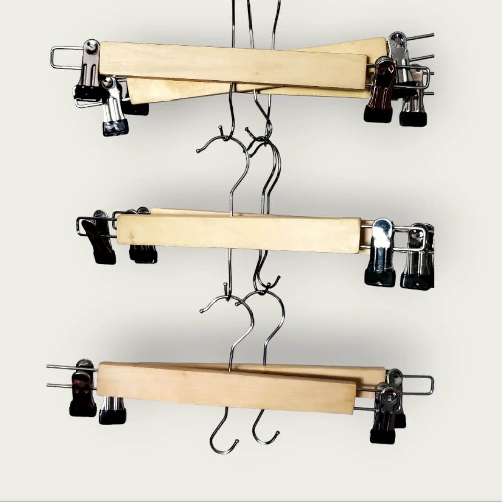 Wood Hangers (16) for Shorts, Pants, and Skirts Ikea & Sadlers Brand